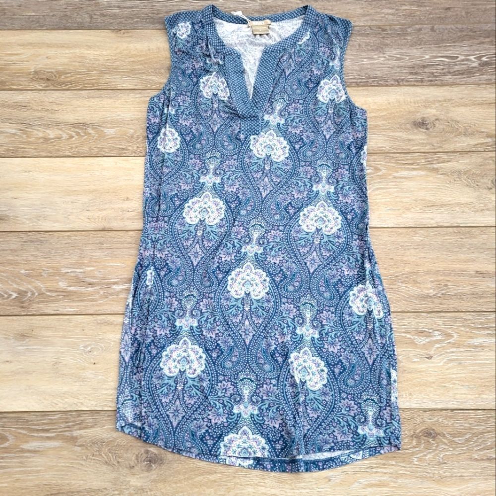 Ink + Ivy blue sleeveless v neck paisley print knee length dress size Medium